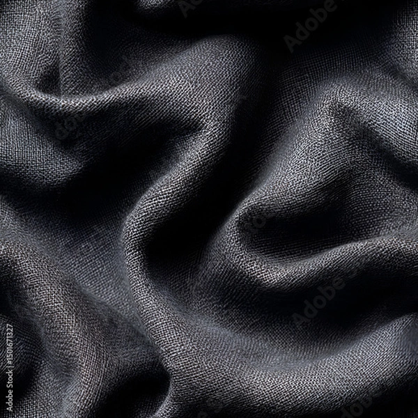 Obraz Detailed view presents charcoal, textured fabric with subtle organic design and flowing draping.