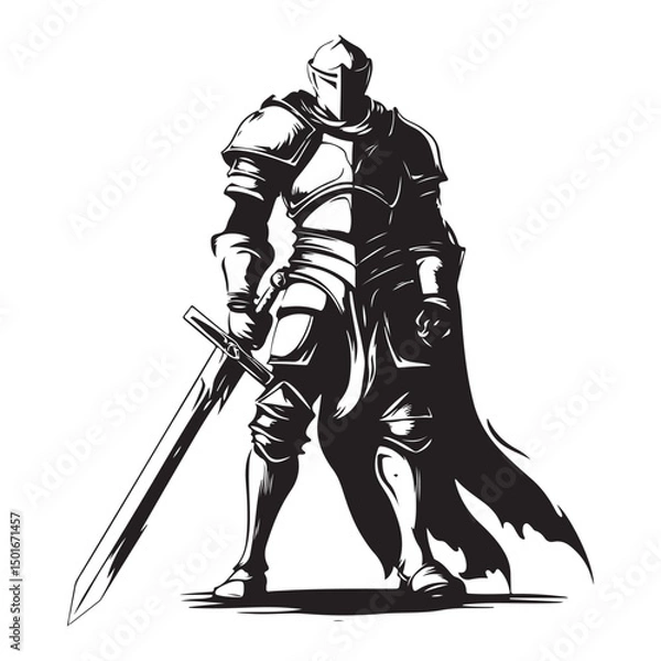 Fototapeta knight with sword vector image