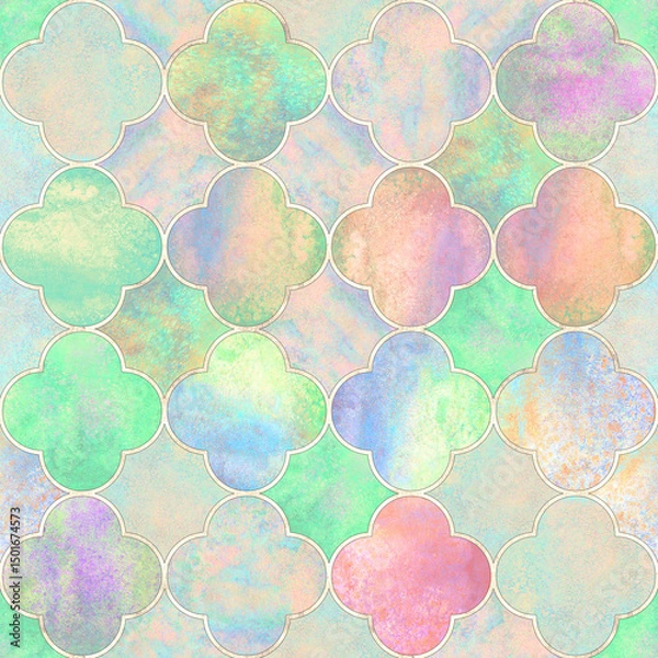 Obraz Watercolor gothic style clover leaf seamless pattern