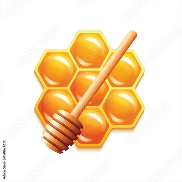 Obraz Realistic illustration of honey dipper isolated on white background