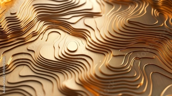 Obraz Abstract Golden Topographic Texture: Luxury 3D Surface Design