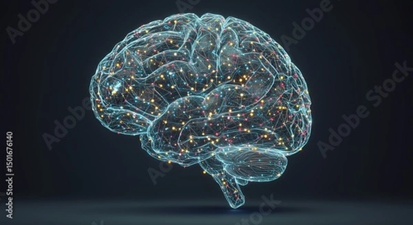 Fototapeta The Illuminated Mind: A Digital Representation of the Human Brain