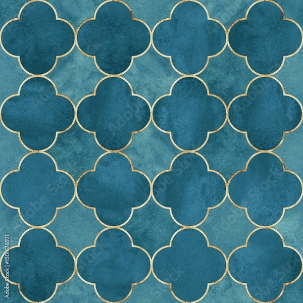 Obraz Watercolor gothic style clover leaf seamless pattern