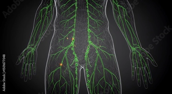 Fototapeta Human Lymphatic System: A Detailed 3D Model