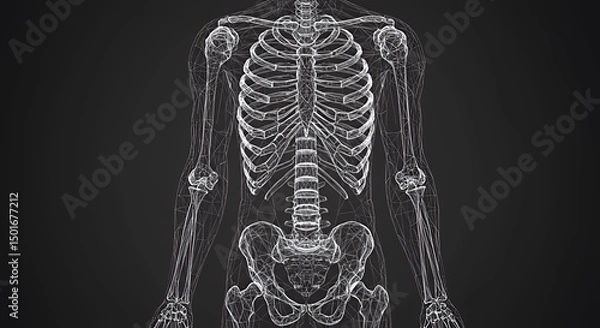 Fototapeta Wireframe Human Skeleton: Anatomy Visualization