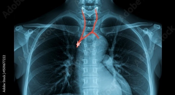 Fototapeta Chest X-Ray Showing Trachea and Bronchi
