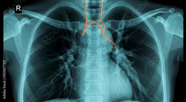 Fototapeta Chest X-Ray Showing Upper Thoracic Vessels