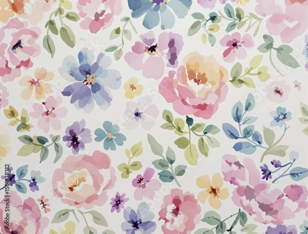 Obraz Seamless floral background, watercolor floral pattern