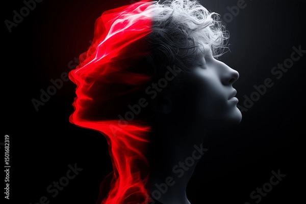 Obraz  Split Identity Expressed in Red Light and Shadow