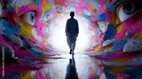 Obraz  Walking Through a Surreal Mindscape of Time and Observation