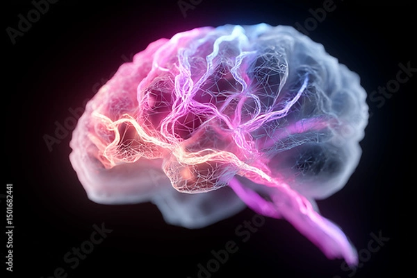 Obraz Glowing Neural Brain with Energy Surges