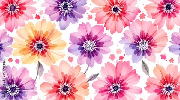 Obraz Colorful wild flower background with watercolor