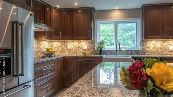 Obraz 3. Modern kitchen featuring under cabinet lighting casting a subtle glow