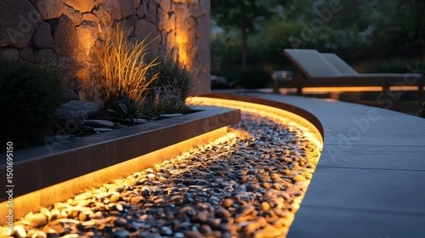 Fototapeta 129. Walkway with ambient lighting embedded in stone