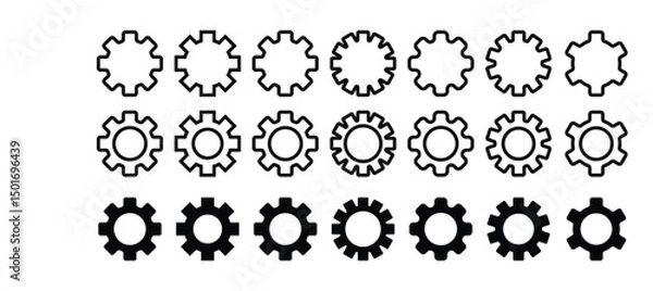 Fototapeta Simple Black and White Gear Icons Set vector illustration on white background