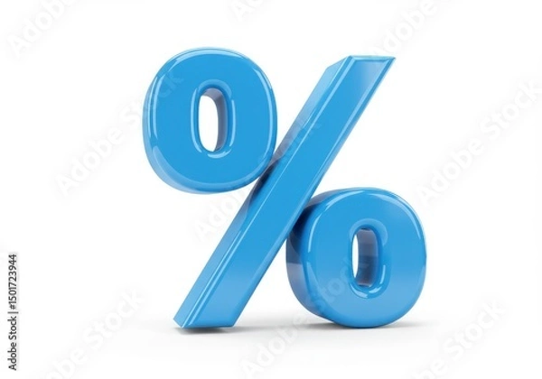 Obraz A blue percentage sign isolated on a white background