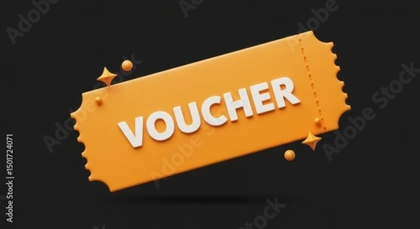 Obraz Orange voucher ticket with white text on a dark background
