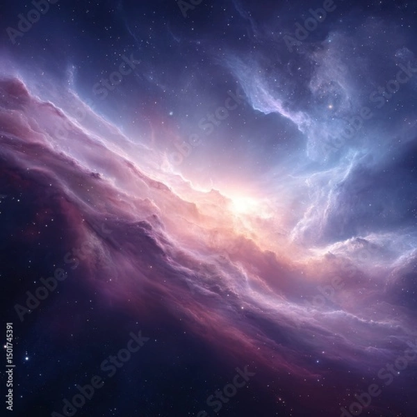 Fototapeta Celestial Nebula Cloudscape in Deep Space with Vibrant Colors and Starfield Background Abstract Digital Art