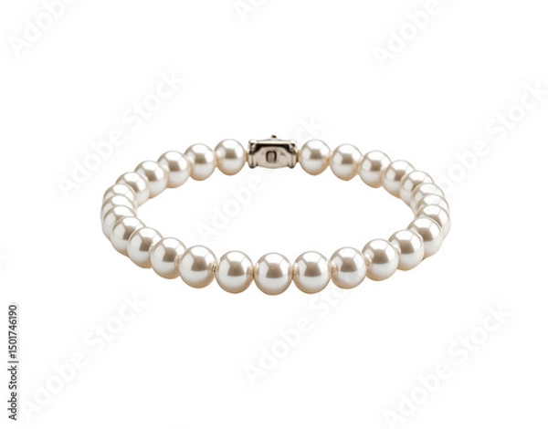Fototapeta Elegant pearl bracelet with a silver clasp showcasing a classic and timeless design (3)