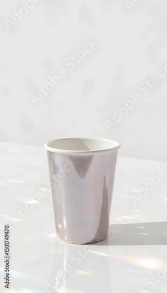 Obraz mockup paper cup with coffee on table
