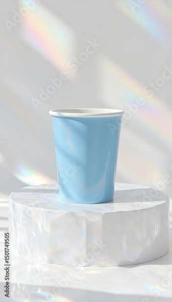 Obraz mockup paper cup with coffee on table
