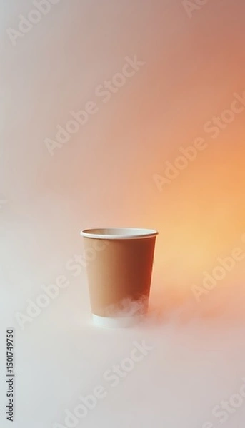 Obraz mockup paper cup with coffee on table
