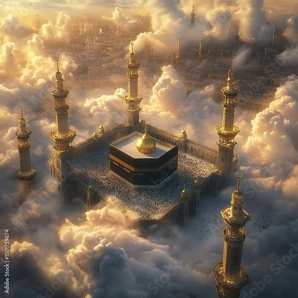 Obraz A majestic mosque floating amongst clouds.