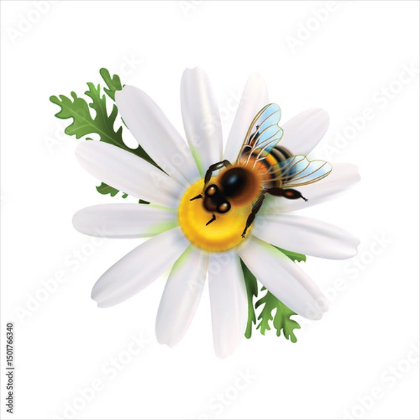 Obraz Honey bees perched on flower pollen