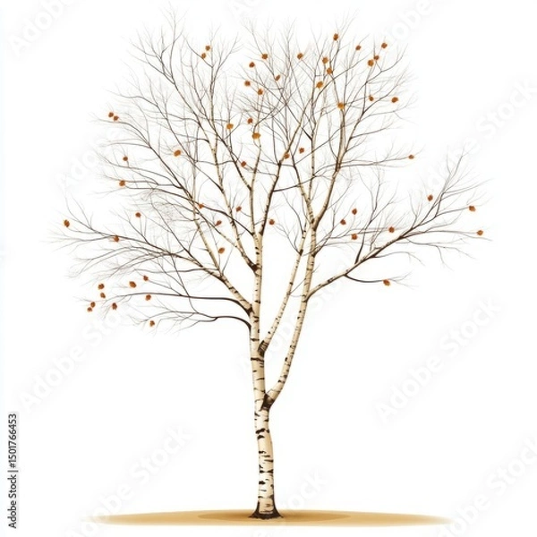 Obraz vector illustration autumn birch tree without leaves