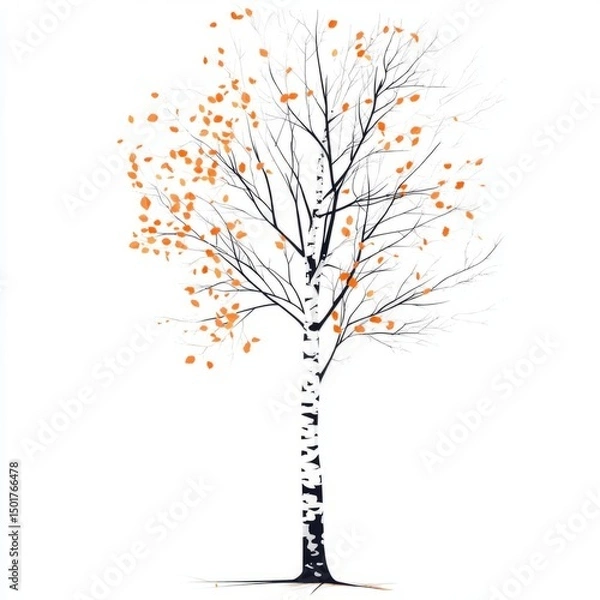 Obraz vector illustration autumn birch tree without leaves