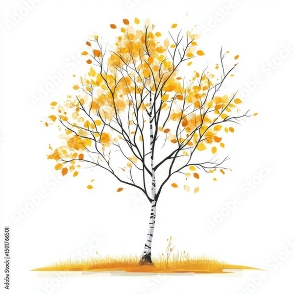 Obraz vector illustration autumn birch tree without leaves