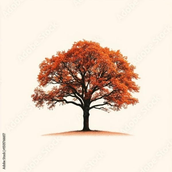 Obraz vector illustration autumn tree oak without leaves