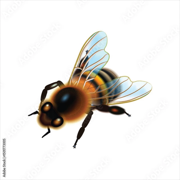 Obraz Honey bee isolated on white background