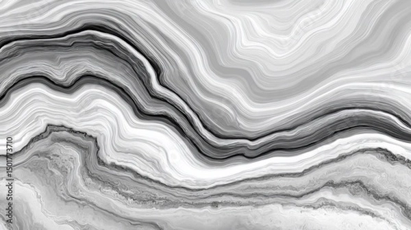 Fototapeta Gray swirling patterns mimic marbled stone layers