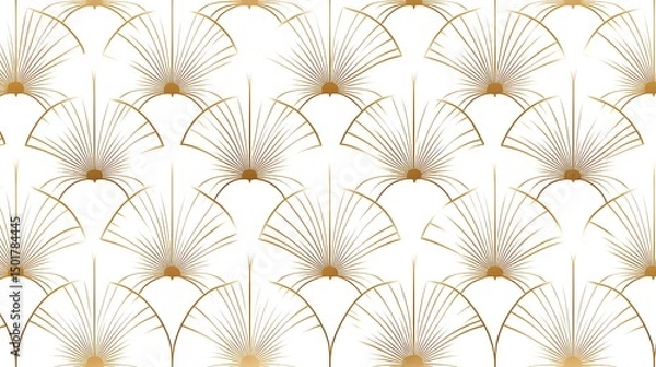 Obraz Gold patterned design with radiating lines on a white background.