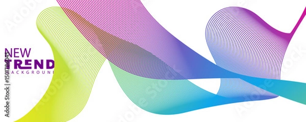 Fototapeta abstract wave line design background, Abstract, smooth, transparent, blue, wave design element. gradient color  wave. Wave of blue movement curve of a smoky flow