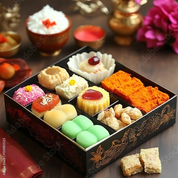 Obraz Assorted sweets in a decorative box.