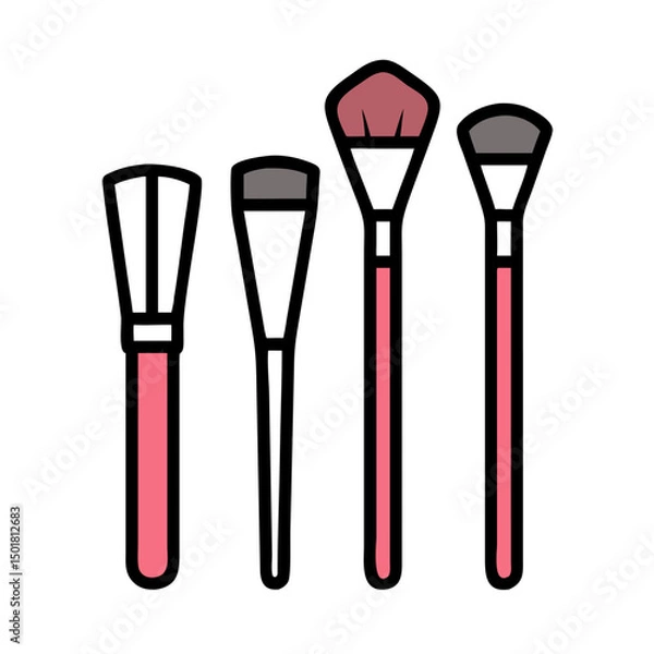 Fototapeta Professional Makeup Brush Set for Face Contouring and Highlighting bundle Vector Collection

