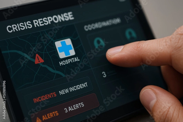 Fototapeta Crisis Response Management on Mobile Device for Emergency Situations and Hospital Coordination