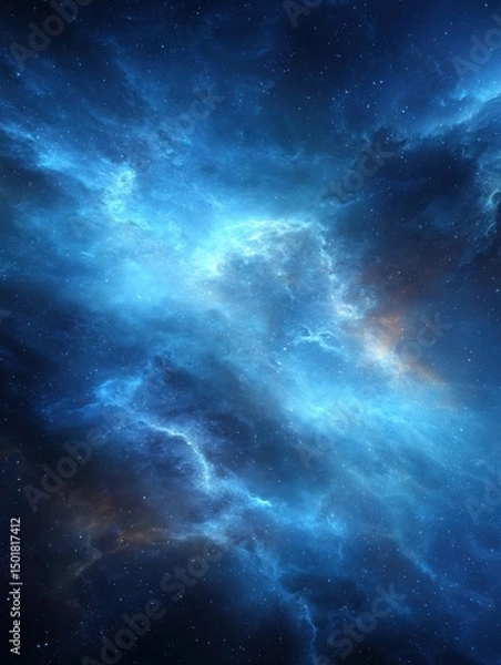 Fototapeta Cosmic Nebula in Deep Space with Stars and Clouds of Gas and Dust Abstract Vertical View