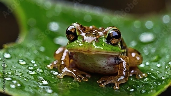 Obraz frog on a leaf