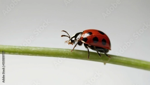 Obraz ladybug on a leaf closeup macro 