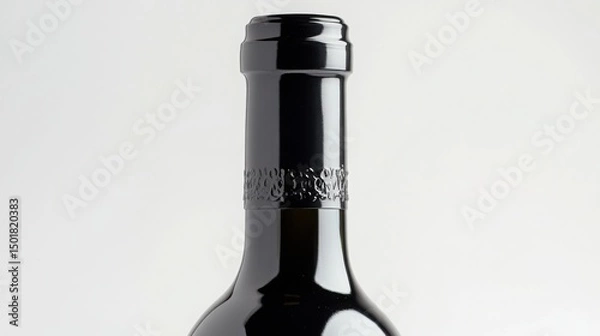 Fototapeta Luxurious red wine bottle beckons celebrations and quiet evenings with its rich color and sleek