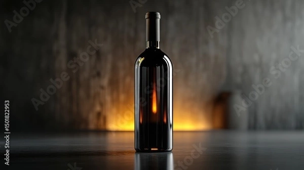 Fototapeta Captivating bottle of red wine hinting luxury mystery and celebration against a dim warm backdrop