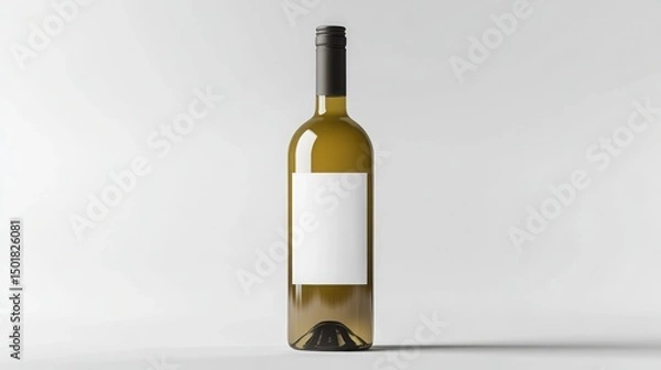 Fototapeta An elegant bottle of white wine awaits a custom label promising a crisp refreshing experience with