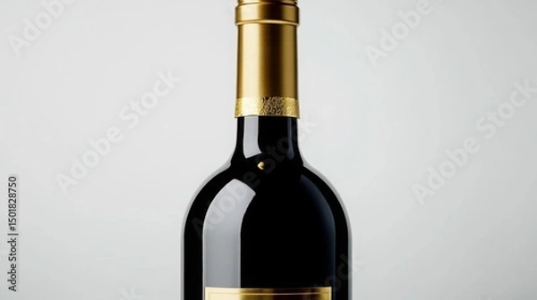 Fototapeta A luxurious dark red wine bottle with a golden neck seal signifying elegance and refined taste sleek