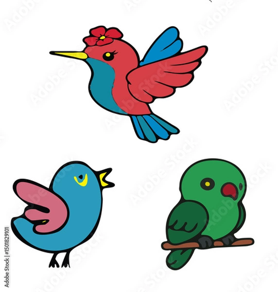 Fototapeta  Colorful Birds Vector Set