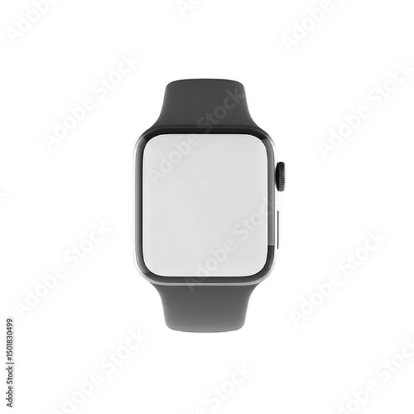 Fototapeta Smartwatch mockup blank screen digital watch wearable tech device wrist device isolated gray band design