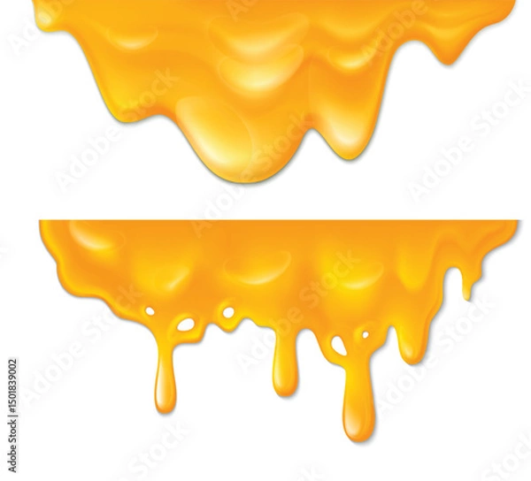Obraz Melted honey dripping with seamless texture isolated on white background
