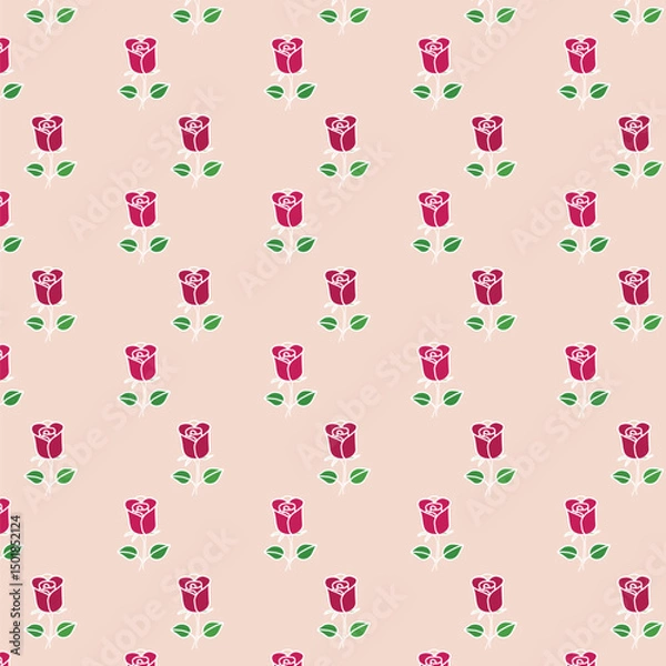 Obraz Seamless Pattern with Red Roses and Day Dear Text on Light Background